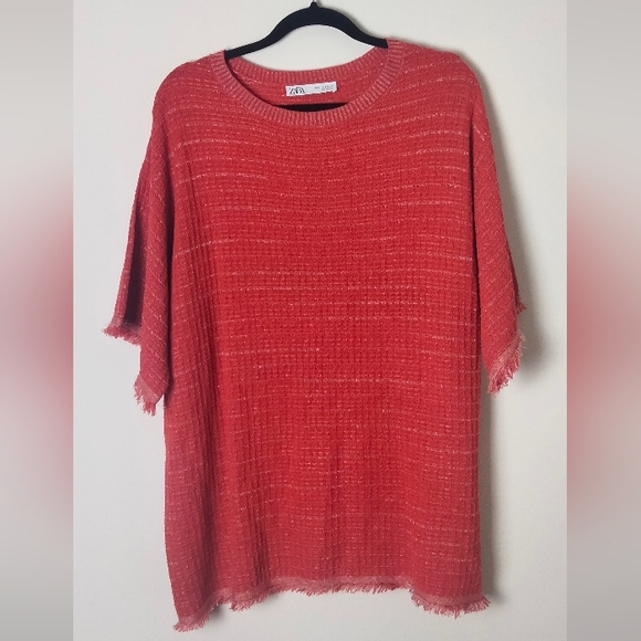 ZARA Metallic Woven Orange Top - Picture 2 of 9